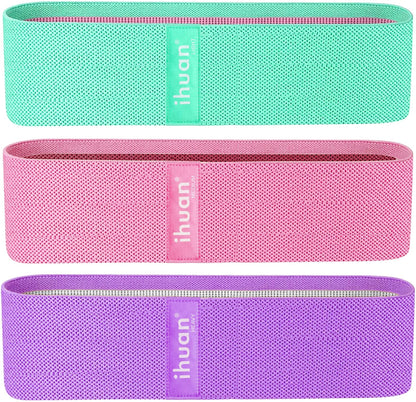 Resistance Bands for Legs and Butt, 3 Levels Exercise Band, Anti-Slip & Roll Elastic Workout Booty Bands for Women Squat Glute Hip Training